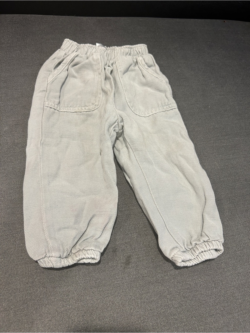Zara Elastic-Waist Light Gray Pull-On Pants (6-9mo)
